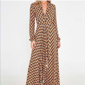 FARM RIO GRAPHIC CASHEW MAXI DRESS SIZE MEDIUM